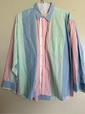 Vintage Trekka by Michael Stein Pastel Stripe Casual Button-Down Shirt Size XL